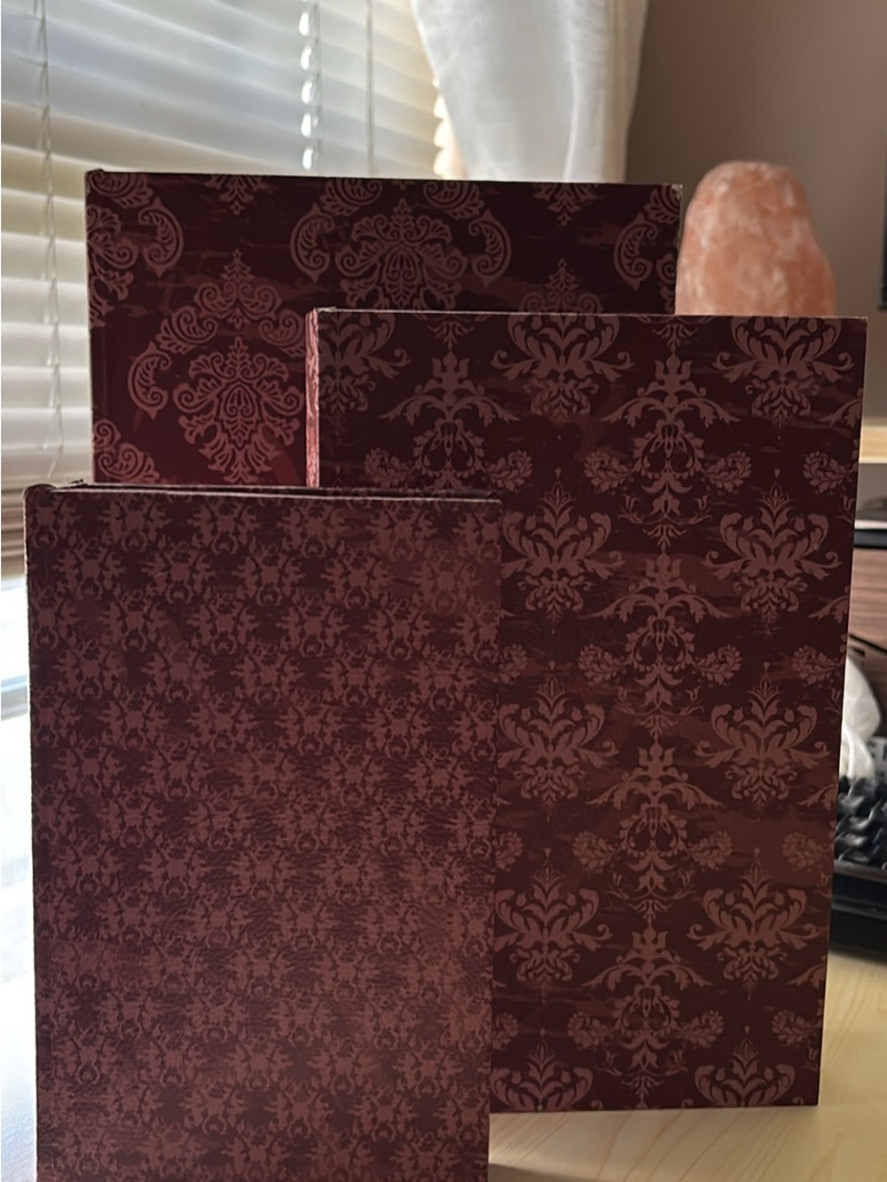Elegant Damask Burgundy Decorative Gift Bags (Set of 3)